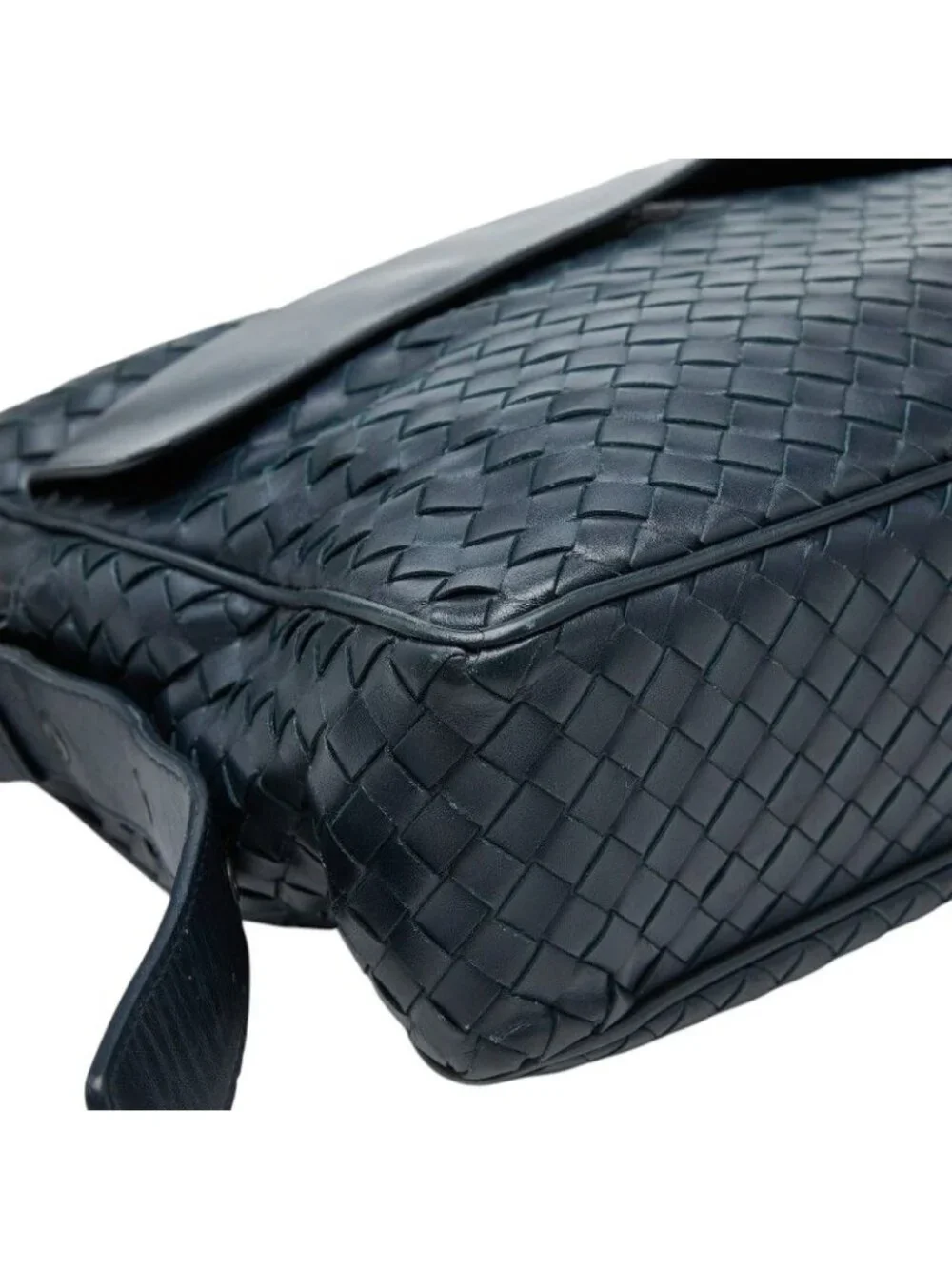 Bottega Veneta Intrecciato Crossbody Shoulder Bag Navy Leather